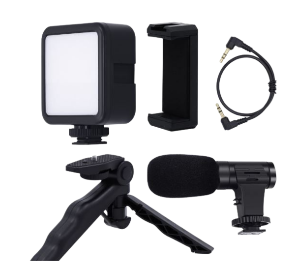 Kit de vlogging cu trepied LED video și suport pentru telefon Q ZJ09